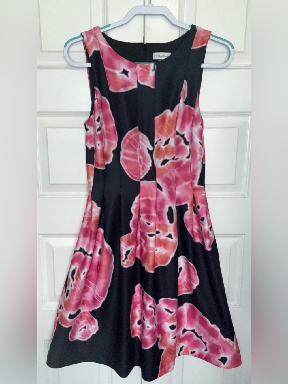 Calvin Klein Floral Watercolor Fit & Flare Pleated Dress Size 6